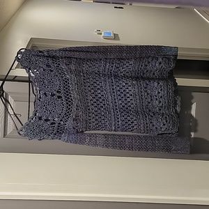 Free People Small Crochet Purple Blue Green Sweater